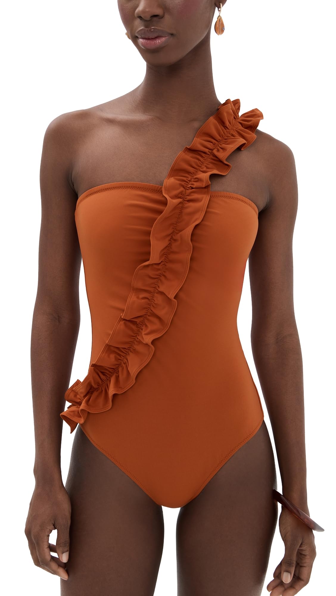 Ulla Johnson Womens Capri One Shoulder Maillot Swimsuit