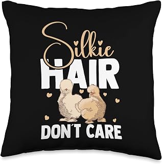 White Fluffy Silkie Chicken Smooth Cuddly Bird Chicken Owner Hair Dont Care Silkie Mom Throw Pillow, 16x16, Multicolor