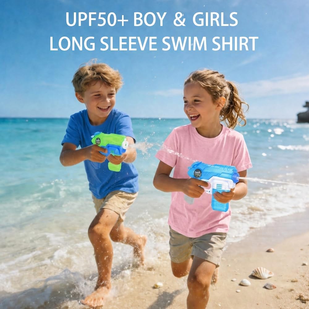 Boy ＆ Girls Rash Gurad Short Sleeve Swin Shirt, Kids UV Sun Protection UPF 50+ Shirt Water Shirts Athletic T-Shirt