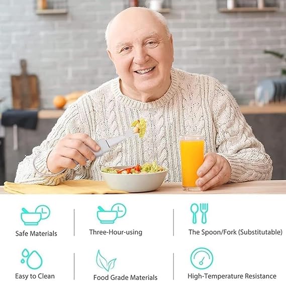Parkinson Spoon for Hand Tremor, Partable Steady Spoon and Fork with Self Stabilizing Smart Lift Kit, for Parkinsons Patients or Tremors Sufferers