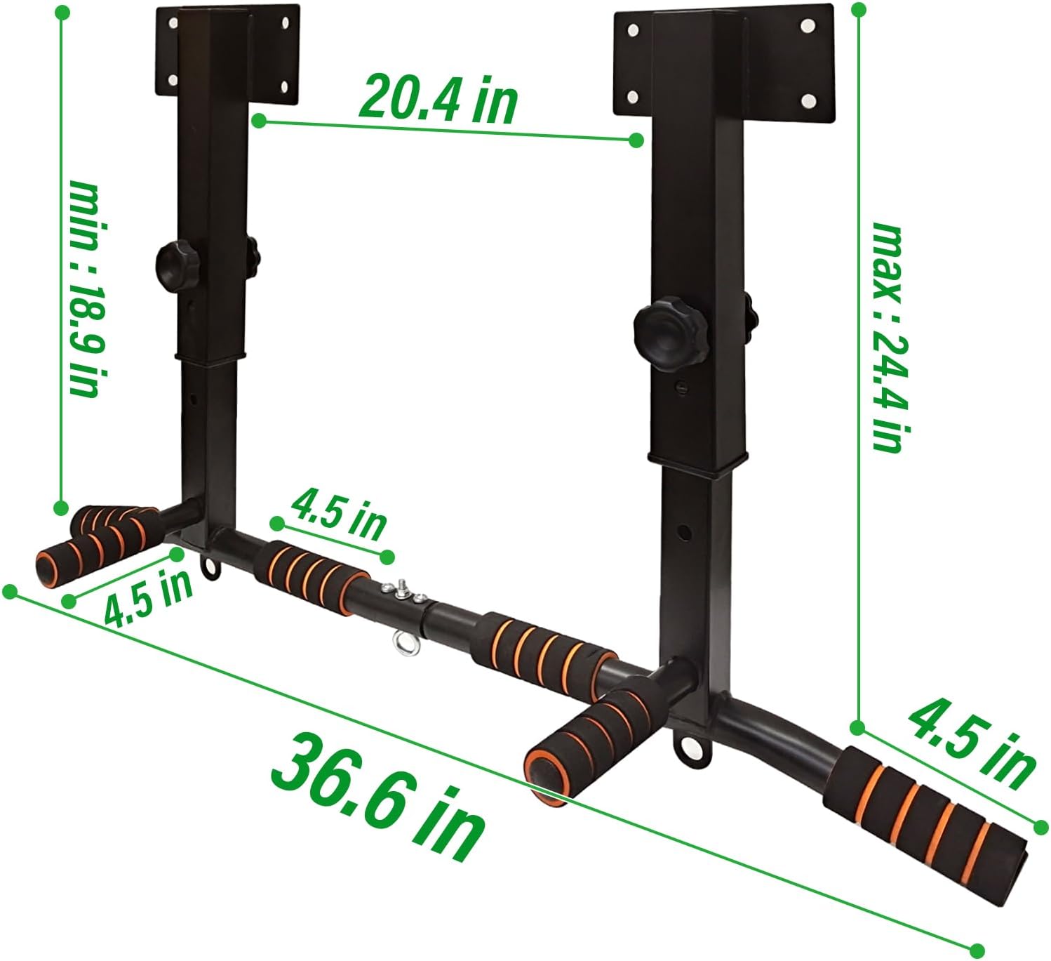 ptlsy Wall Mounted Pull Up Bar Multifunctional with Multi-grip Chin Up Bar Heavy Duty Dip Station for Home Gym Indoor Workout, Fitness Equipment, Dip Stand Supports to 440 Lbs