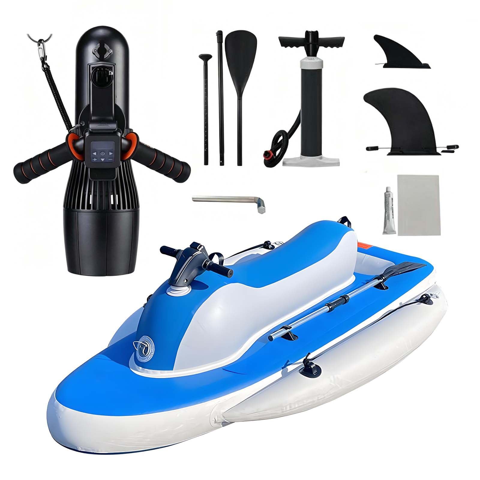 QFGain Complete Electric Inflatable Boat Kit – 500W Thruster, 10Ah Battery, Pump, Paddle, Diving Handle & Repair Tools Boat+700W16A