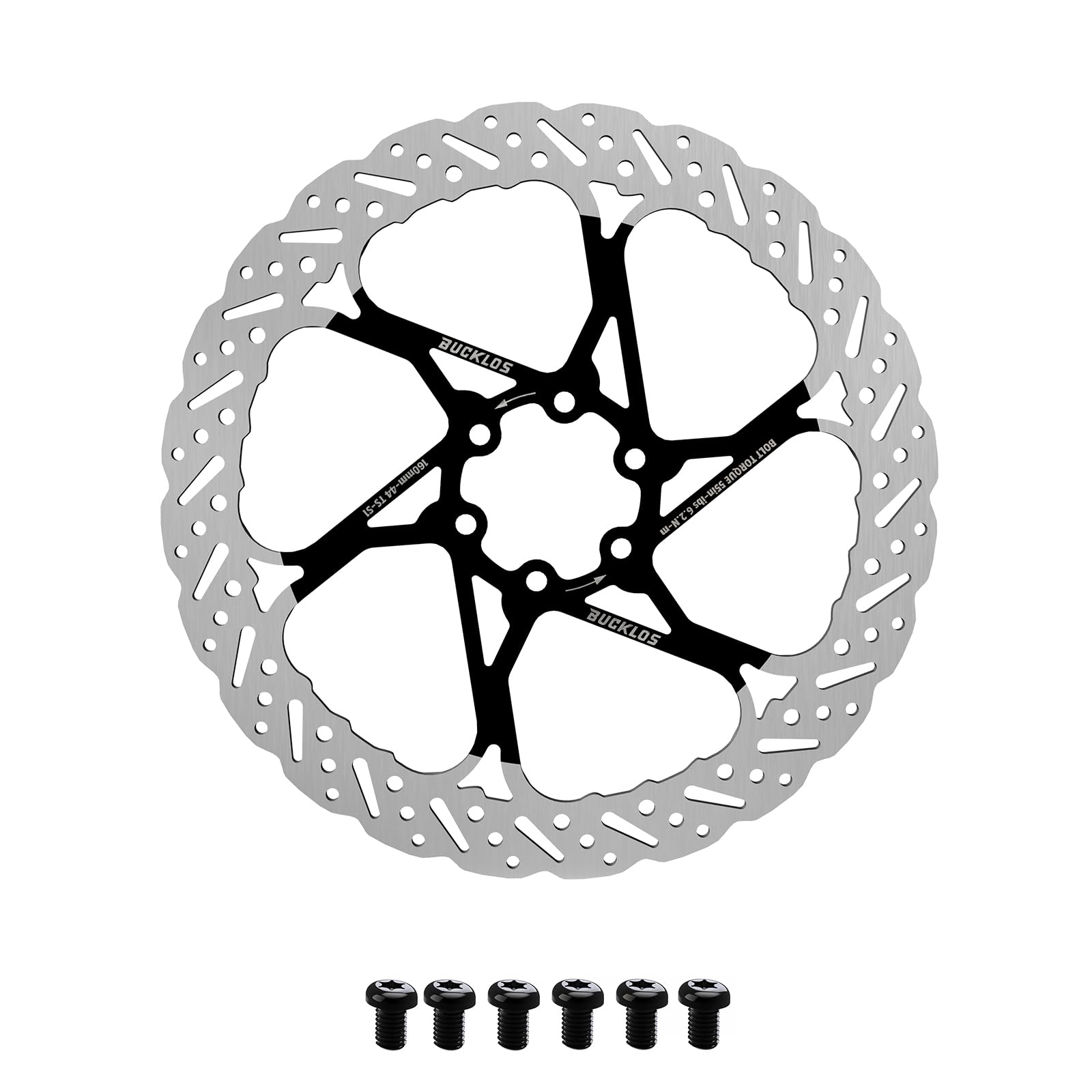 Bike Disc Brake 160mm Stainless Steel Bicycle Rotors with 6 Pcs Screws