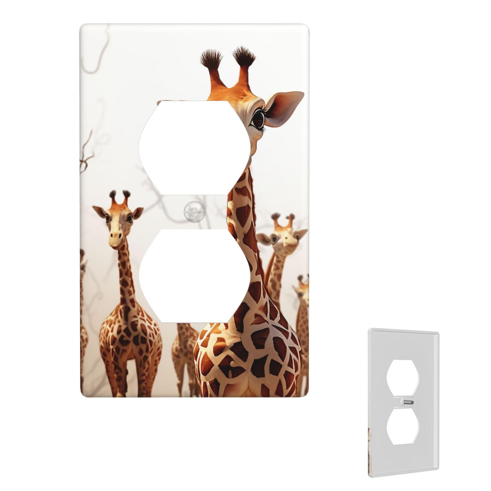 1-Gang Decorator Wall Plate Cute Cartoon Funny Giraffes Light Switch Cover Single Gang Receptacle Wall Plate Standard Size 4.5" x 2.76" Wallplate Unbreakable Polycarbonate Outlet Faceplates Cover