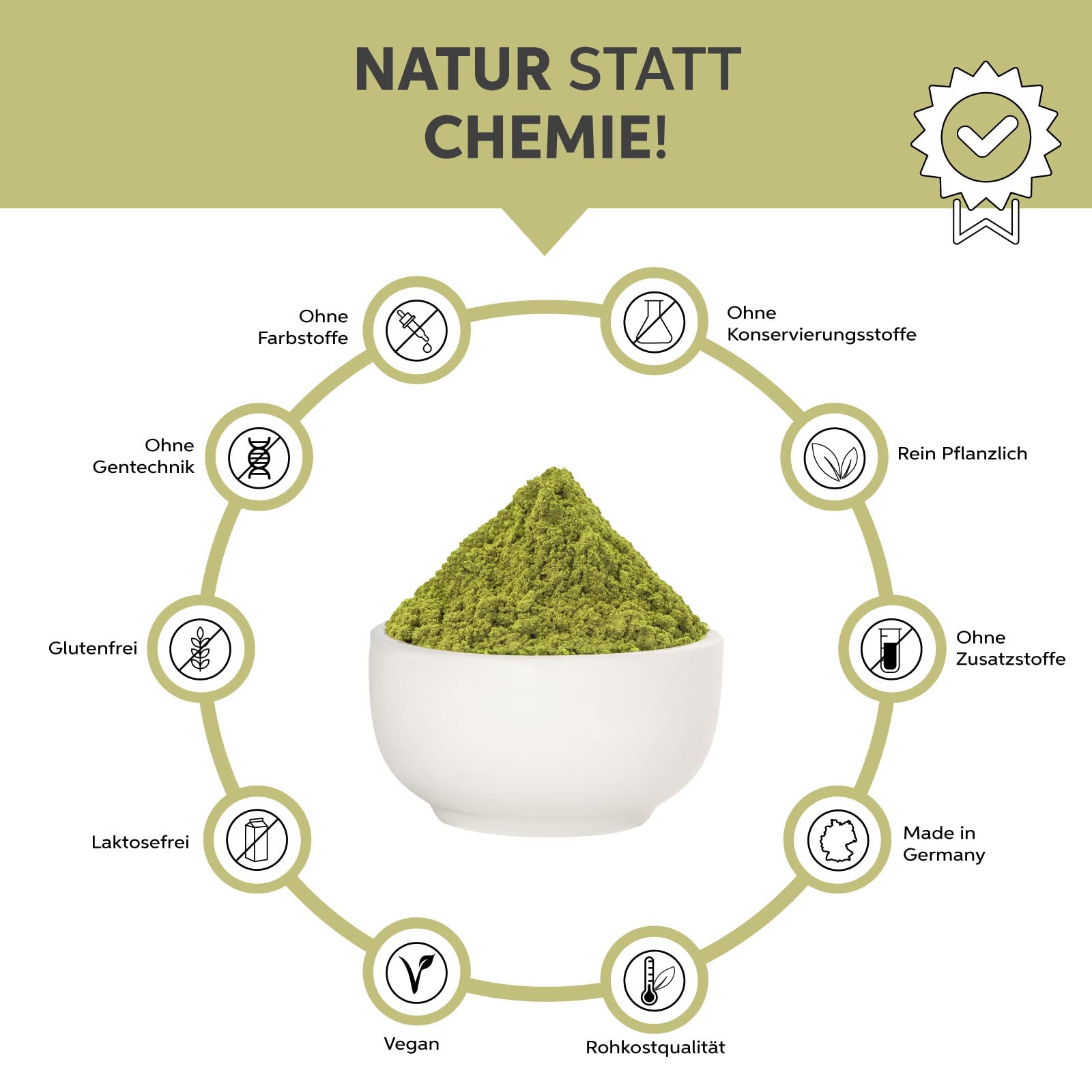 Bio Moringa Pulver 1kg | Moringa Oleifera Blattpulver in Premium Rohkost Qualität | 100% rein ohne Zusätze Vegan | (DE-ÖKO-007) aus Indien
