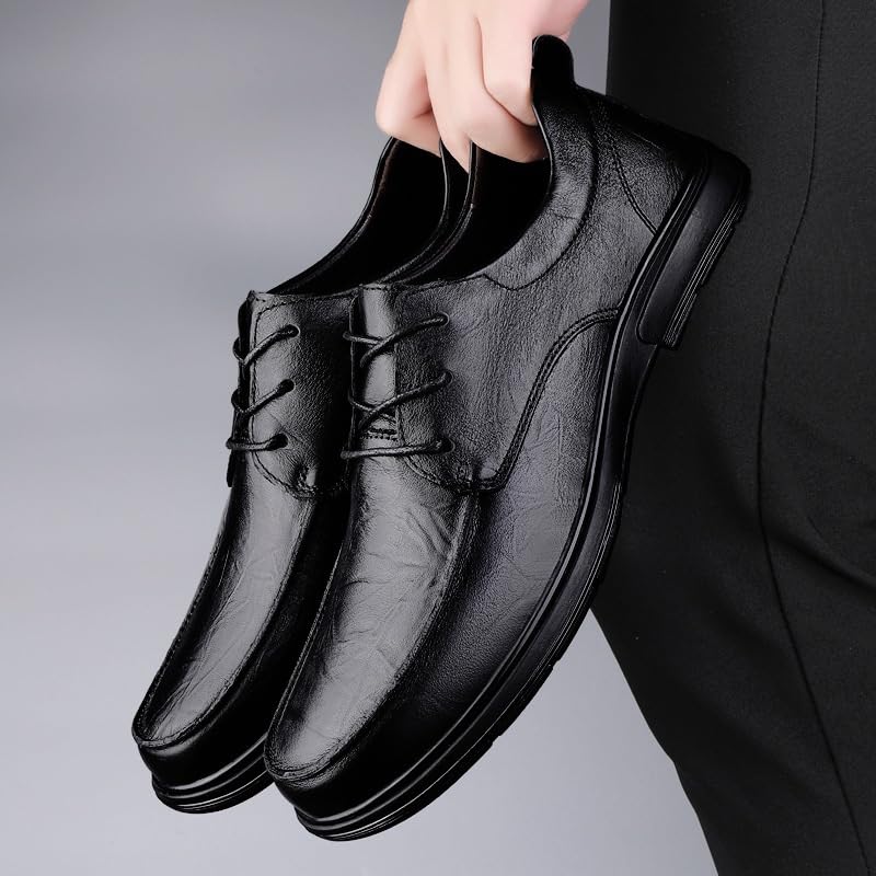 Mens Dress Shoes Evening Wedding Prom Spanish Leather Lace Up Round Toe Slip Resistant Rubber Sole Block Heel Low Top Casual Comfortable4