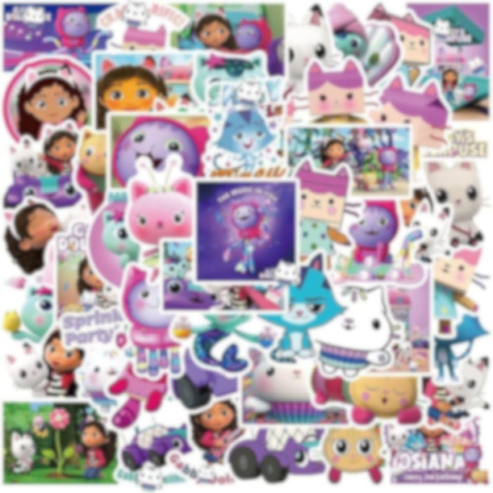 50Pcs Anime Doll House of Gabbies Cartoon Movie Stickers Car Water Bottles Travel Luggage Guitar Waterproof Graffiti Sticker Decal Label Pegatinas Kids Juguete Teens Gifts Calcomanias Etiquetas