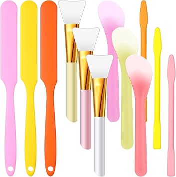 Patelai 12 Pcs Silicone Stir Sticks Kit, Silicone Epoxy Brushes, Stir Tool Sticks, Mixing Spoon, Scraper DIY Crafts Tools for Resin Epoxy Liquid Paint
