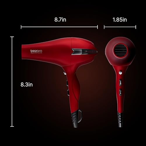 Miniatura 6 de TREZORO Secador de pelo profesional para mujer  Secador de pelo iónico de 2000 W para salón y uso personal  Potente, secado rápido y silencioso para