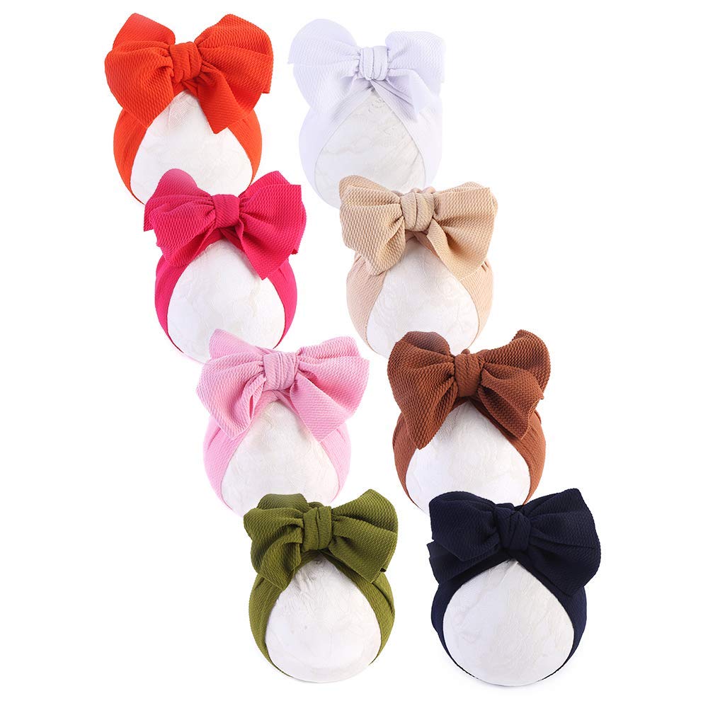 Baby Girls Hair Bow Turban Hat, Oversized Bow Knotted Headwrap India Cap for Infants Toddlers…