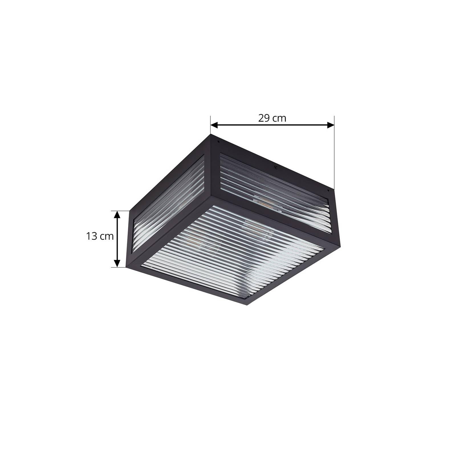 Lindby Deckenlampe Bolgar spritzwassergeschützt Modern Schwarz Metall 2 flammig E27 Aufbau-Deckenleuchte