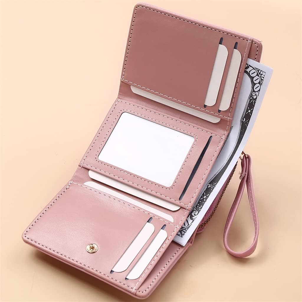 HBJWOV Pu Leather Short Wallets for Women Simple and Cute Bowknot Ladies Clutch Color Zipper Buckle Coin Purse(Gray)
