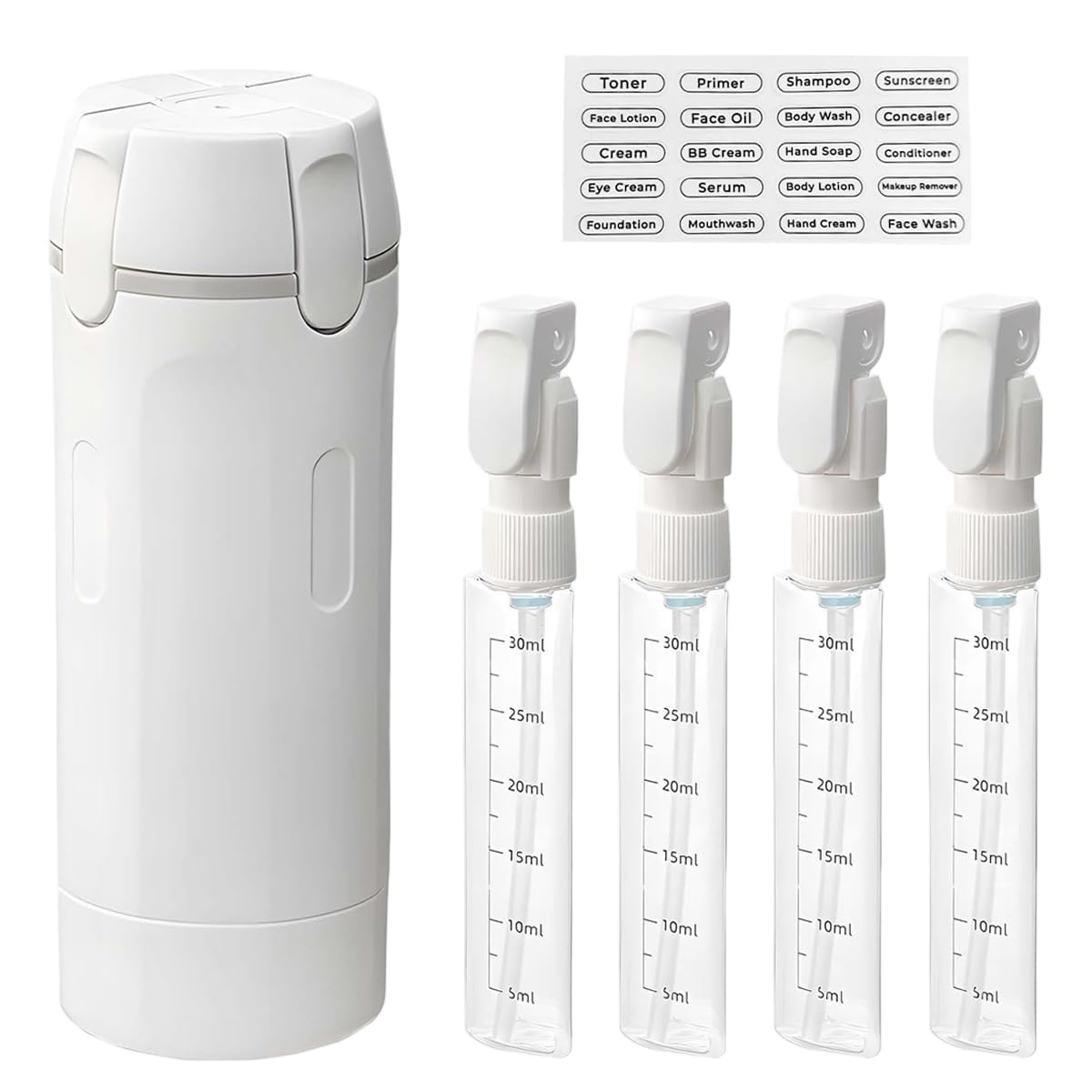 maycreate MAYCREATE® 4PCS Travel Bottles with 4-in-1 Storage Organizer Holder, Clear 30ml PET Pump Dispenser Toiletry Bottles, Refillable Leak-Proof Containers for Shampoo, Lotion, Soap & Travel Essentials-picture-33