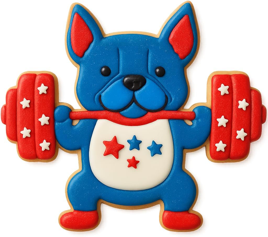 Bulldog Weightlifting Cookie Cutter & Stamp - 4x3.39", Fitness & Gym-Themed Baking Mold (Random Color) image 3