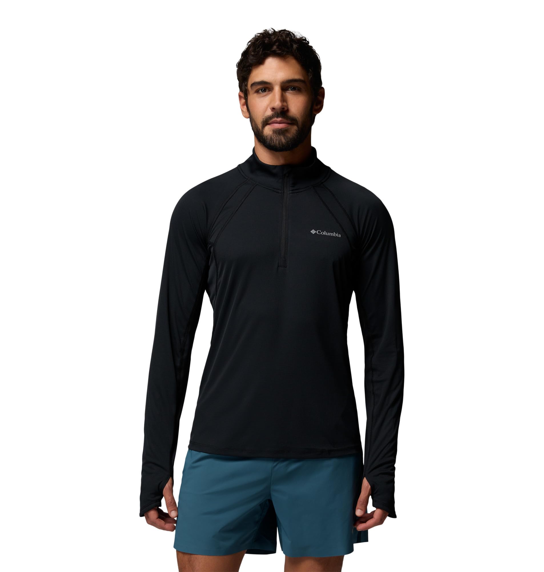 Columbia Men's Stealth Spring Long Sleeve Half Zip Tee, Long Sleeve T-Shirt, Black, XX-Large