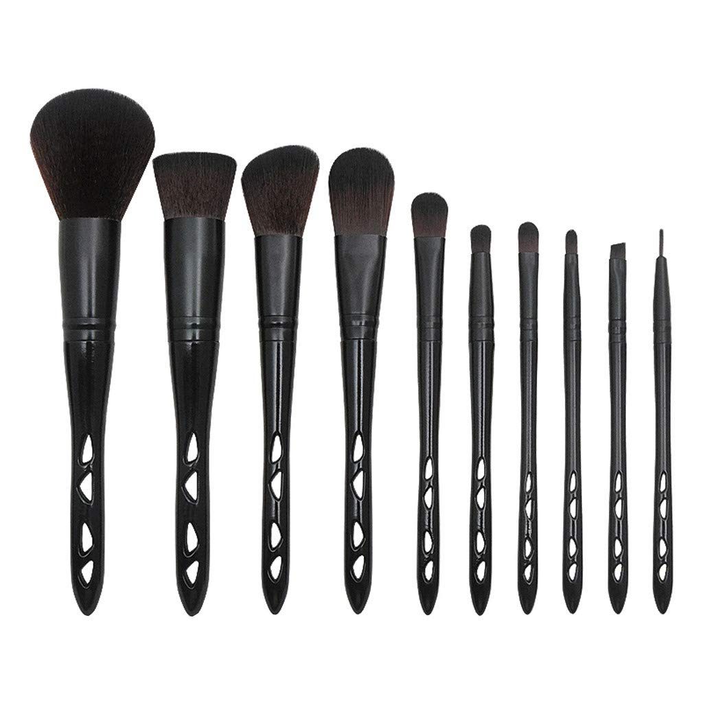 Set di pennelli per Trucco cosmetico, Sopracciglia, guance, ombretti, Eyeliner, Polvere, 10 Pezzi, Nero