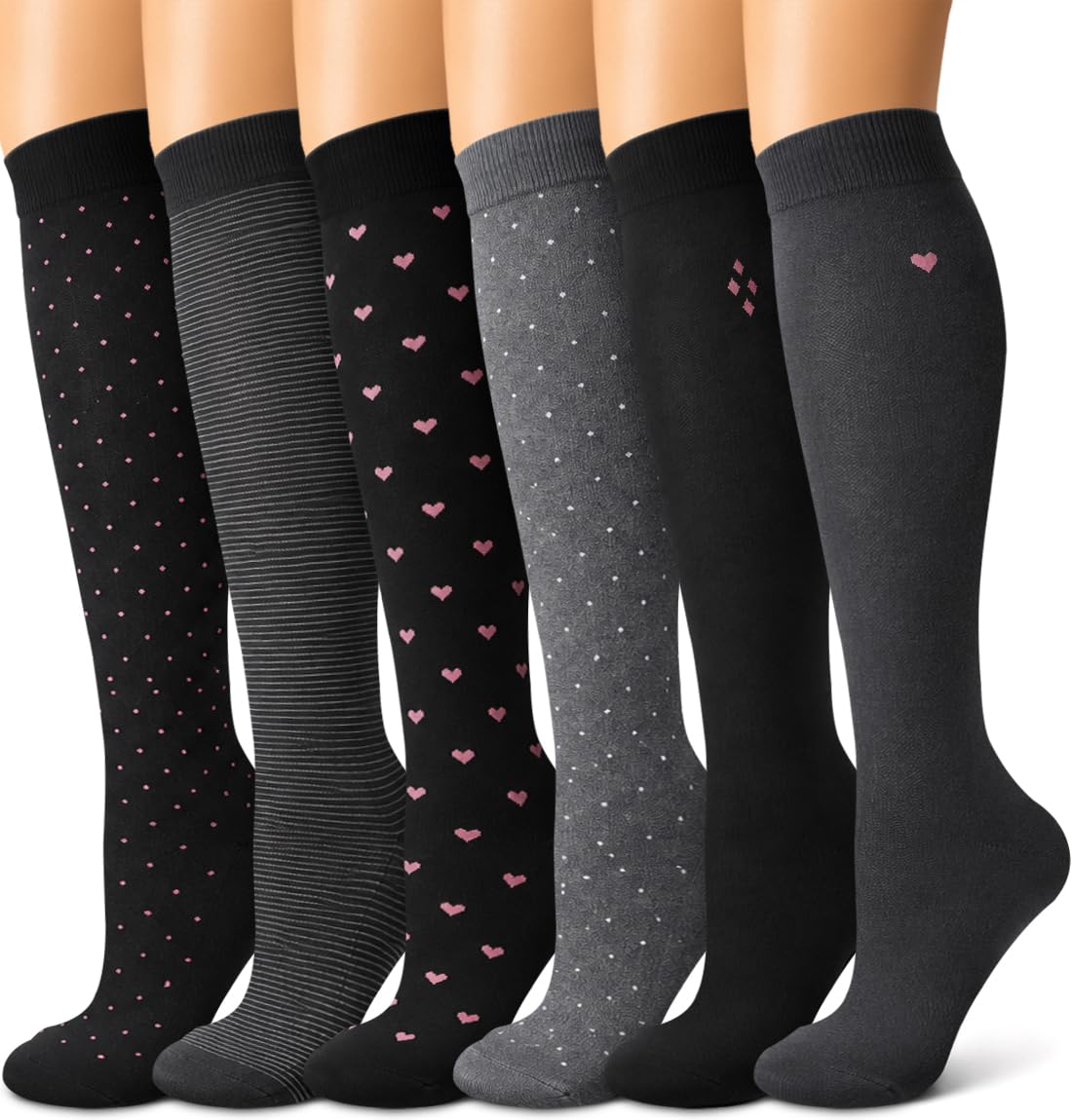 Copper Compression Socks for Women &amp; Men (6 pairs) - Best Support for Nurses, Running, Hiking, Recovery