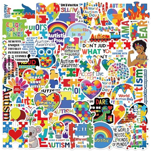 50枚セット 世界自閉症啓発デー カートゥン ステッカー かわいい アニメ おしゃれ 防水 トレンディ 落書き 漫画 アウトドア DIY スノーボード スーツケース ギター 車 バイク 自転車 水筒 ヘルメット パソコン 携帯 ノート