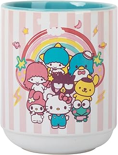 Silver Buffalo Sanrio Hello Kitty and Friends Asian Ceramic Tea Cup | Traditional Japanese-Inspired Mug Without Handle | Holds 12 Ounces