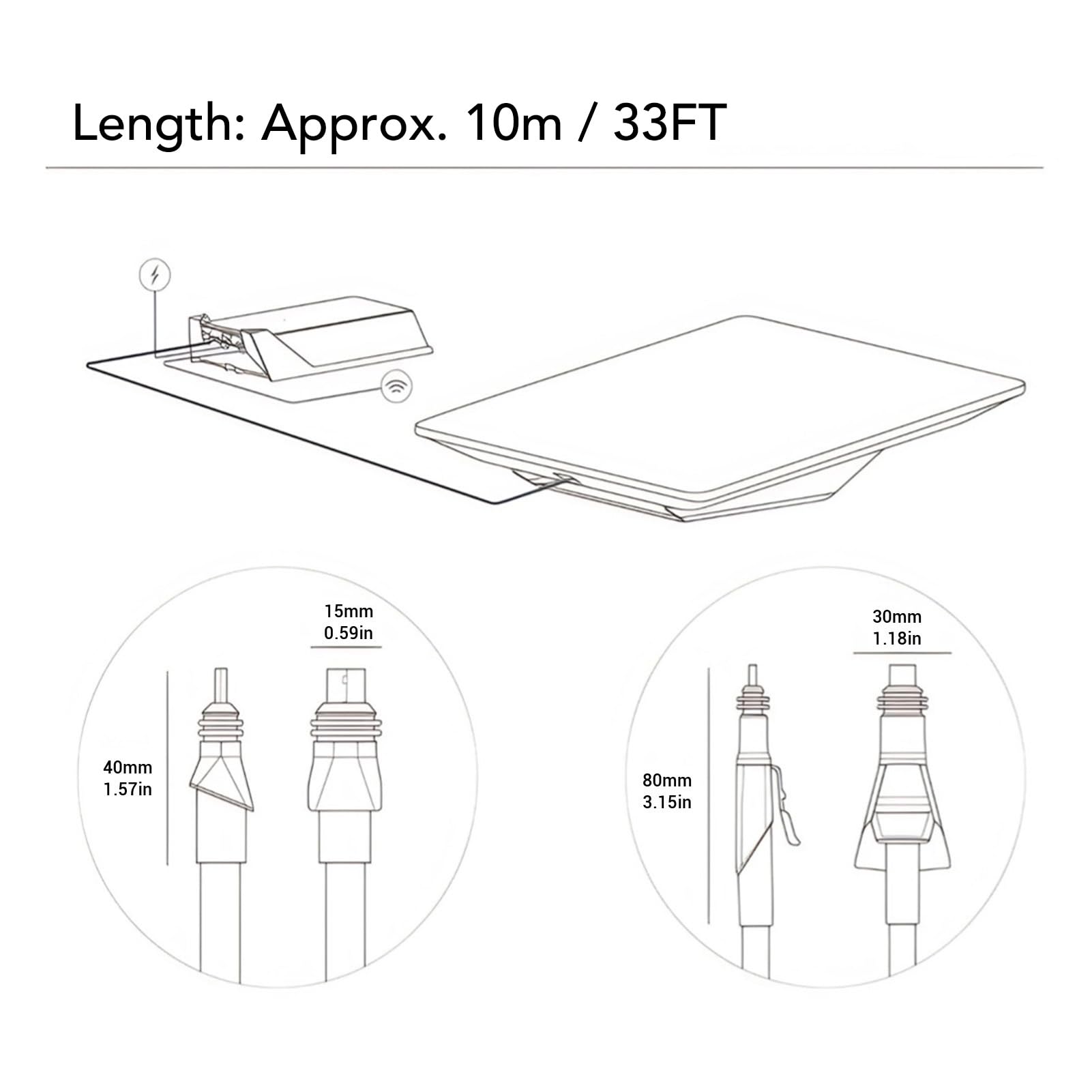Flat High PerformanceCavo 10 M / 33FT, Cavo di Rete Piatto Rettangolare Sostitutivo per Satellite, Cavo di Prolunga POE per Flat High Performance
