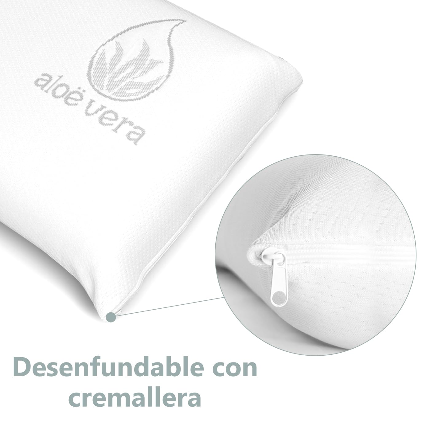 MERCURY TEXTIL - Almohada viscoelástica con Tejido de Aloe Vera, termoregulable adaptabilidad al Cuello de Alta recuperación. (Pack de 2-70CM)