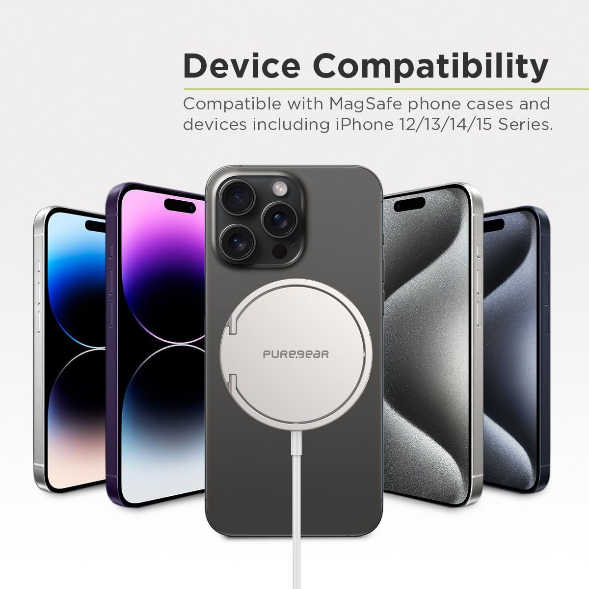 PureGear Kickstand 15W Qi-Certified Fast Wireless Charging Pad for iPhone 13/13Pro/13Pro Max/12/12 Pro Work with MagSafe Case - Fa : PureGear Kickstand 15W Qi-Certified Fast Wireless