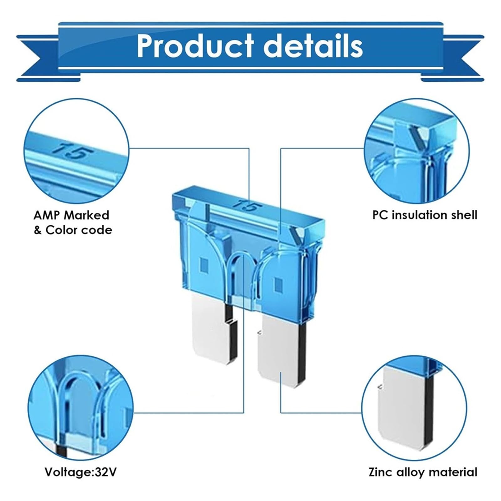 Kit di assortimento fusibili standard e a basso profilo da 304 pezzi 3A -40A con estrattore tester circuito - for camper/marina/camion(Aluminium)