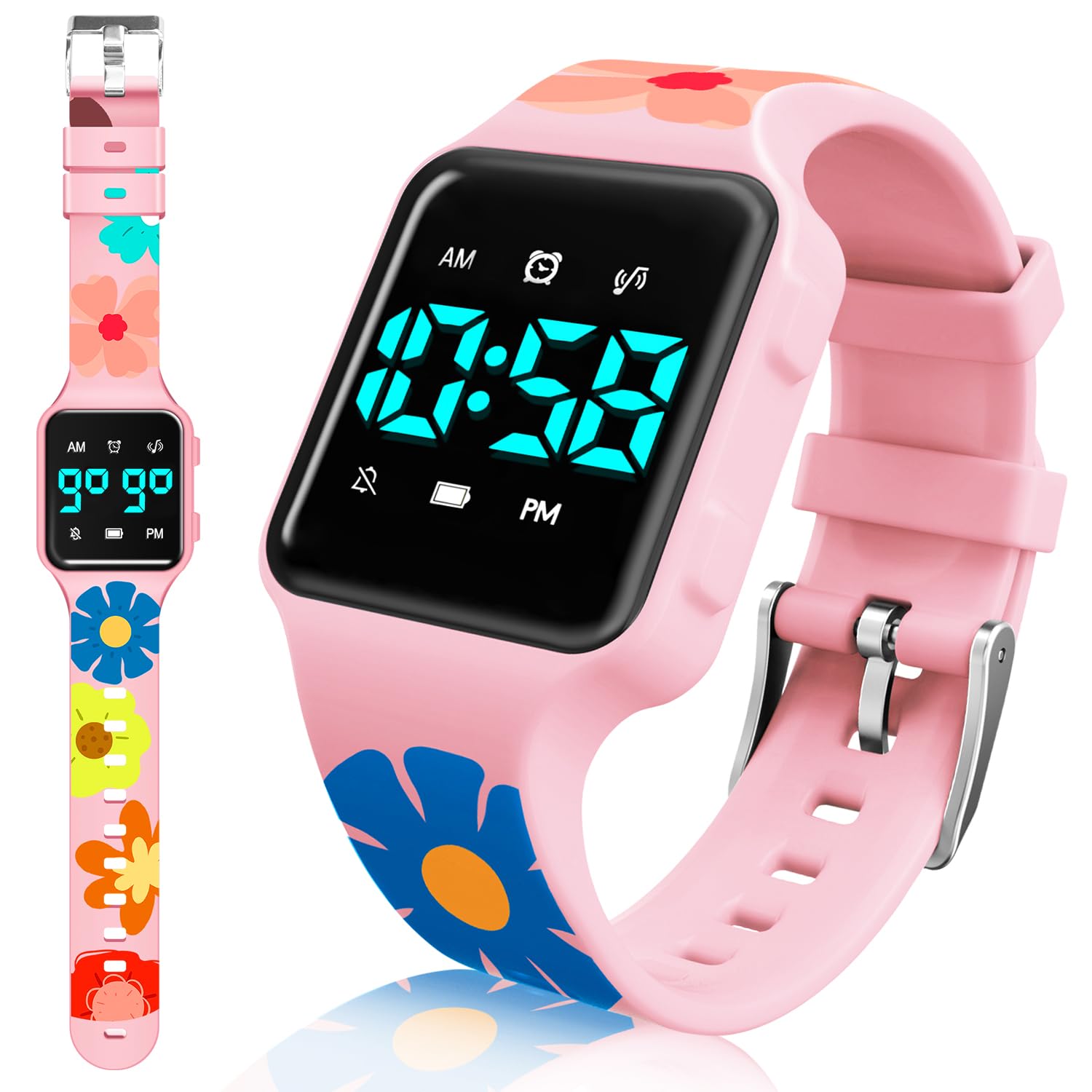 Potty Training Watch for Toddler with Countdown, Alarms, Music or Vibration Alerts - Waterproof Toddler Toilet Trainer for Boys & Girls Ages 2-9, Pink Flower
