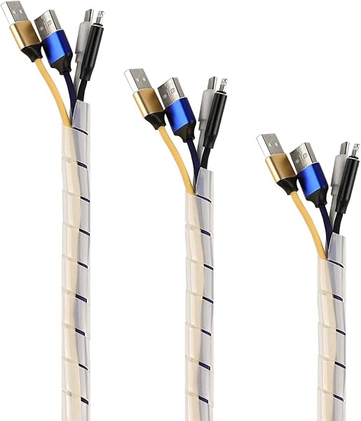 3 Pièce Gaine Spirale Premium 20-130 mm - Gaine Range Cable, Transparente, 10 M - 1