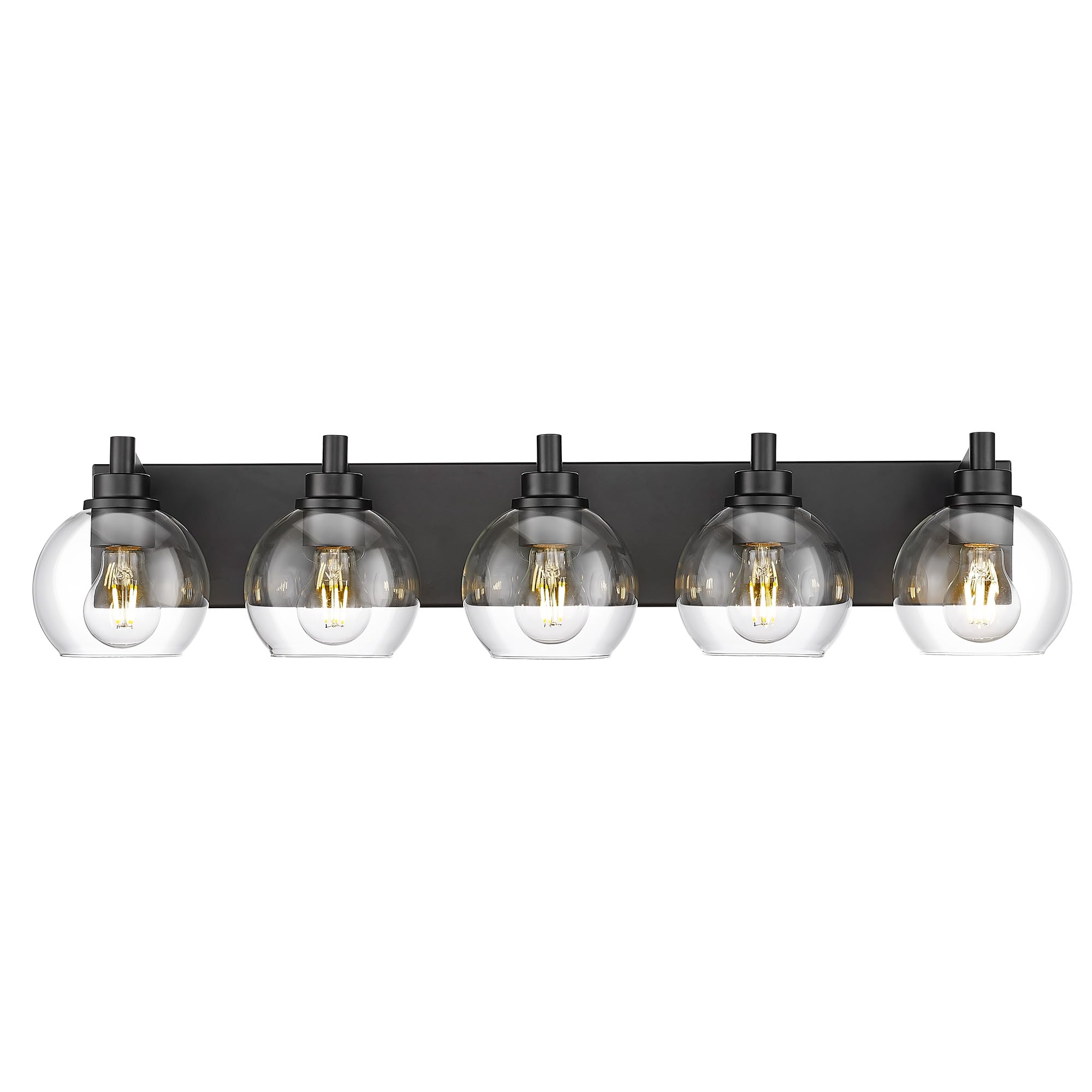 METWET Bathroom Light Fixtures, 5 Light Matte Black Vanity