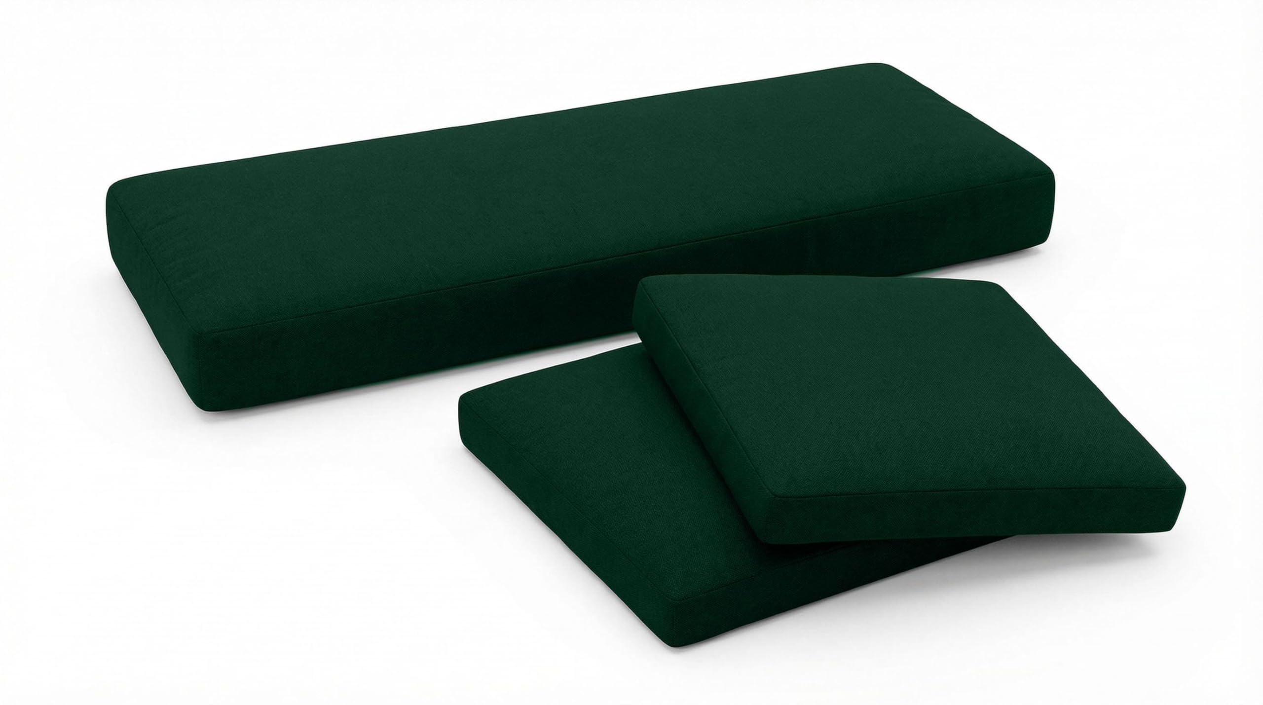 3-Piece Replacement Cushion Set for Rattan Chairs & Sofa | Comfortable Padded Patio Cushions | Indoor & Outdoor Garden Furniture Seat | Water-Resistant & Durable Covers (Bottle Green)