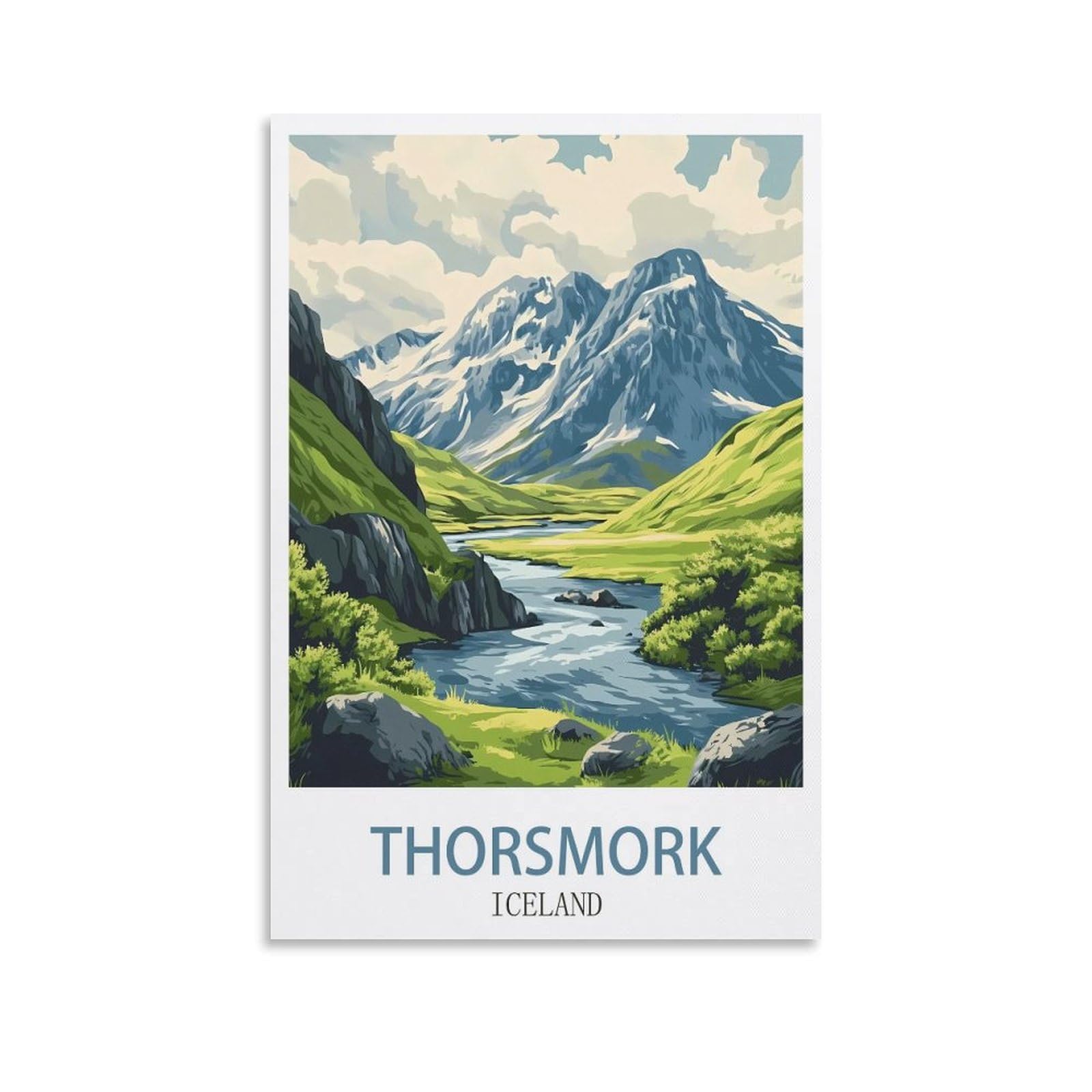 Zhilijing Unframe-Style Thorsmork Iceland Vintage Travel Poster 08X12inch(20X30cm) Painting Canvas Wall Posters