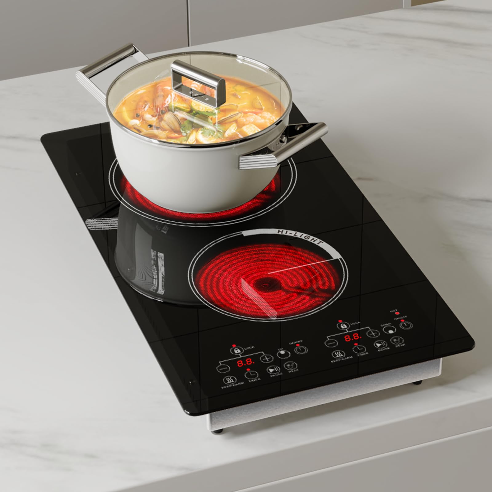 Argyolas 3500W Dual-Zone Induction Cooktop – 2 Burners with Touch Control, 8 Power Levels, Timer, (Ar-nd19001) — image 1