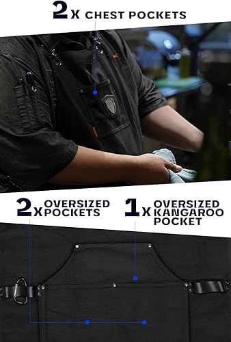 Miniatura 4 de Dalstrong Delantal de cocina profesional de chef  Sous Team 6 pulgadas  Lona encerada resistente  5 bolsillos de almacenamiento + toalla y lazo para