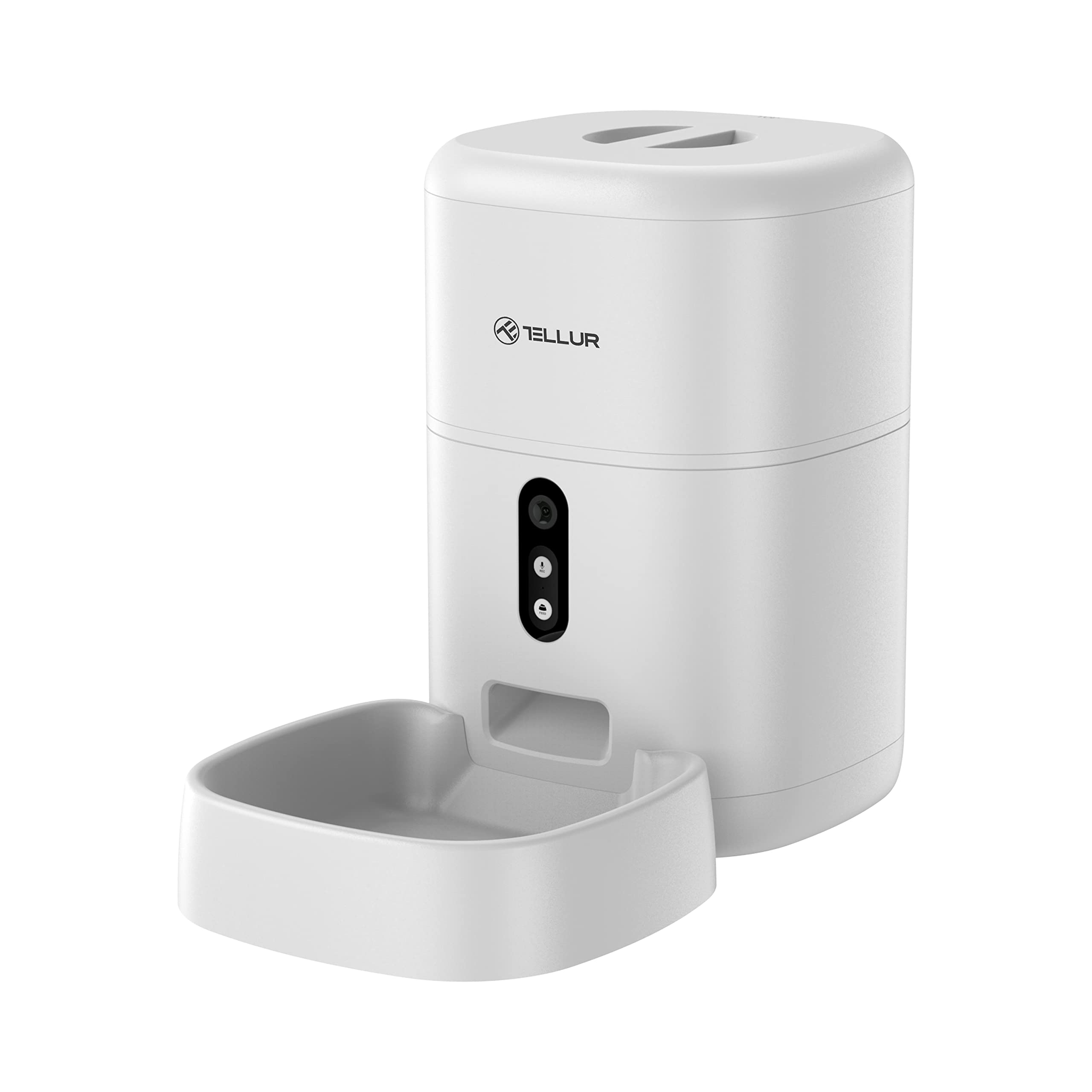 TELLUR SMART Distributore Automatico di Cibo per Gatti e Cani, Mangiatoia Alexa, WiFi, 4L, Videocamera 2K, Compatibile Alexa e Google,Rregistrazione Vocale 10s, Tempo del Cibo e Porzioni Programmabili