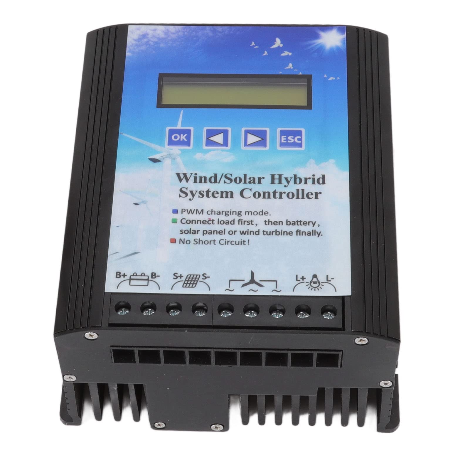 Controlador híbrido eólico solar 12-24 V PWM carga pantalla LCD universal para sistemas de generación fuera de la red