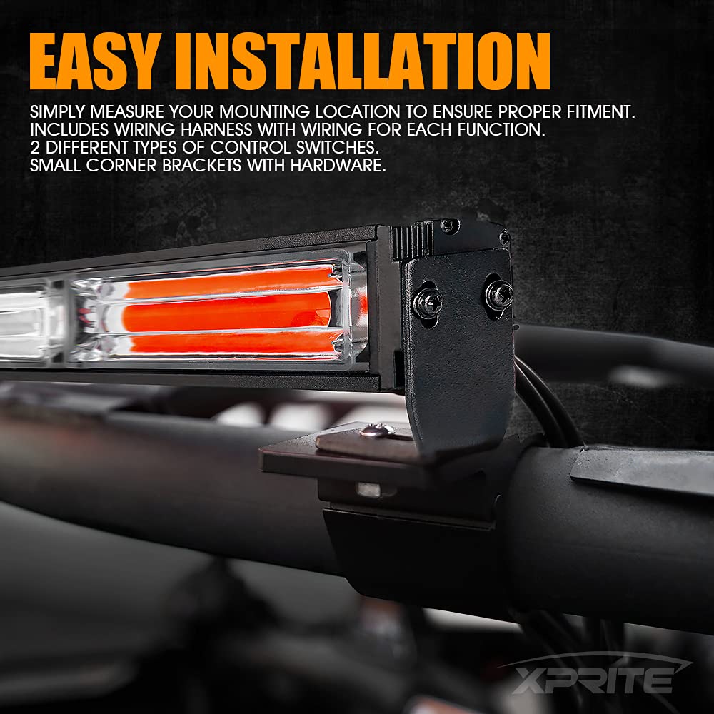Xprite 30" COB LED Chase Strobe Flashing Light Bar, With Brake, Reverse