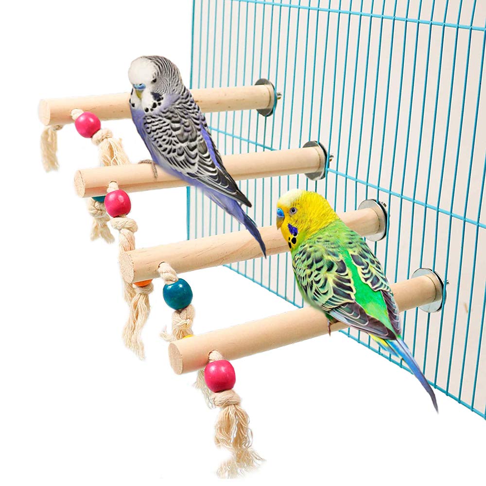 Buy ASOCEA 4Pcs Bird Stand Perch Set Wooden Stick Perch Toys Cage