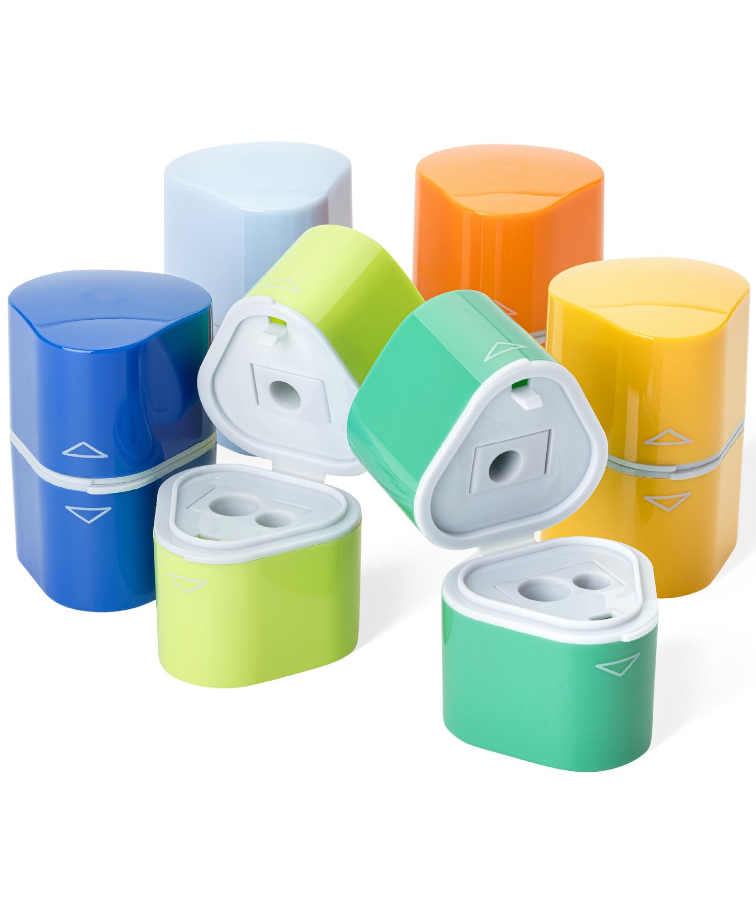 Mr. Pen- Handheld Pencil Sharpener for Colored Pencils, 6 Pack, 3 Holes with Different Sizes, Large Waste Box, Soft Pastel Barrels, Colored Pencil