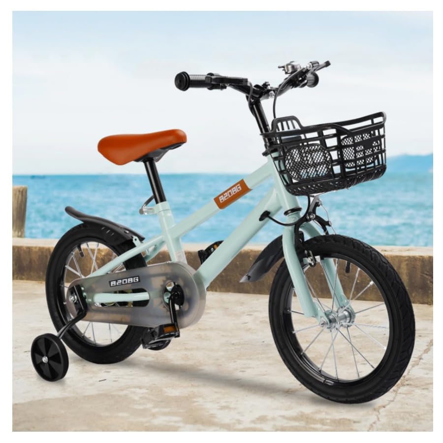 Artudatech 自転車 子供 16インチ 子供用自転車 高炭素鋼フレーム 自転車 16インチ 女の子 男の子 補助輪 キッズバイク こども 低学年 ぬいぐるみ座席 人形用シート 取外し補助輪 コマ付き インストールツール 多色 プレゼント お祝い あおいろ