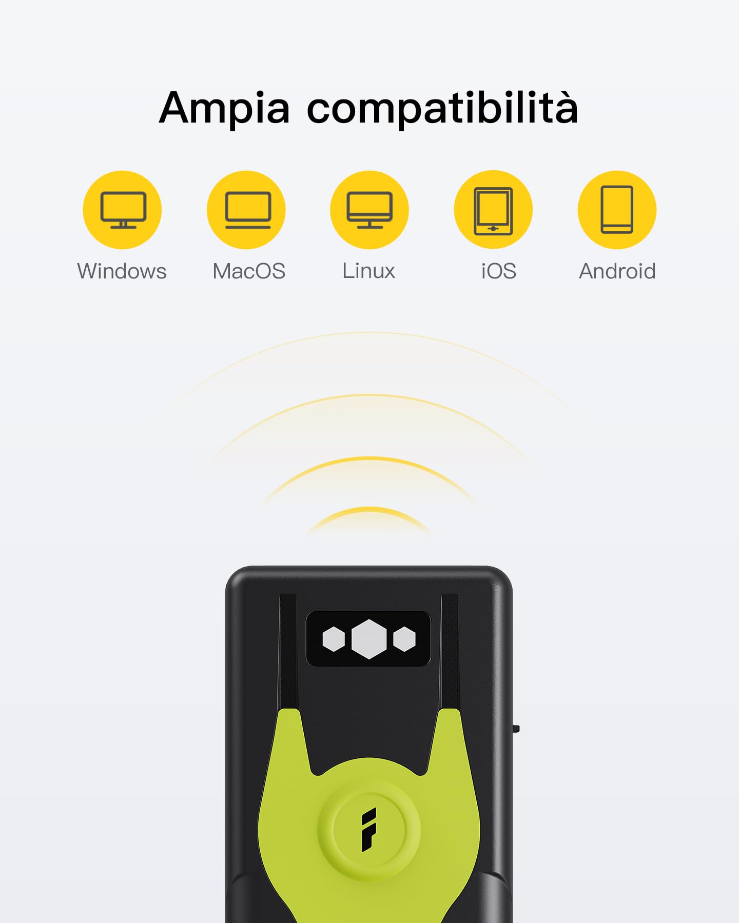 Inateck Lettore Codice a Barre Bluetooth 2D/1D, con Adattatore USB da 2,4 GHz, scansione dello Schermo, comandi di Scelta Rapida esclusivi, BCST-42