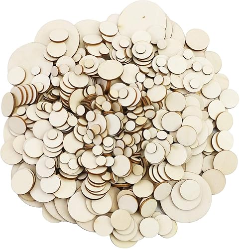 Miniatura 3 de 525 discos de madera redondos sin terminar, 5 tamaños de círculos de madera para proyectos de arte y manualidades