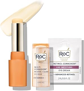 RoC Multi Correxion Revive + Glow Eye Balm with Vitamin C (0.14 oz) + Retinol Eye Cream Packette