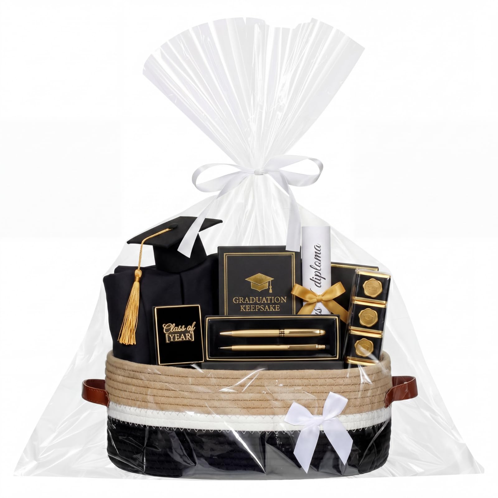 Photo 1 of ***BASKET ONLY*** Colingmill 2026 Graduation Large Woven Basket for Gifts Empty Storage 14"x 10"x 5.5" (Black)