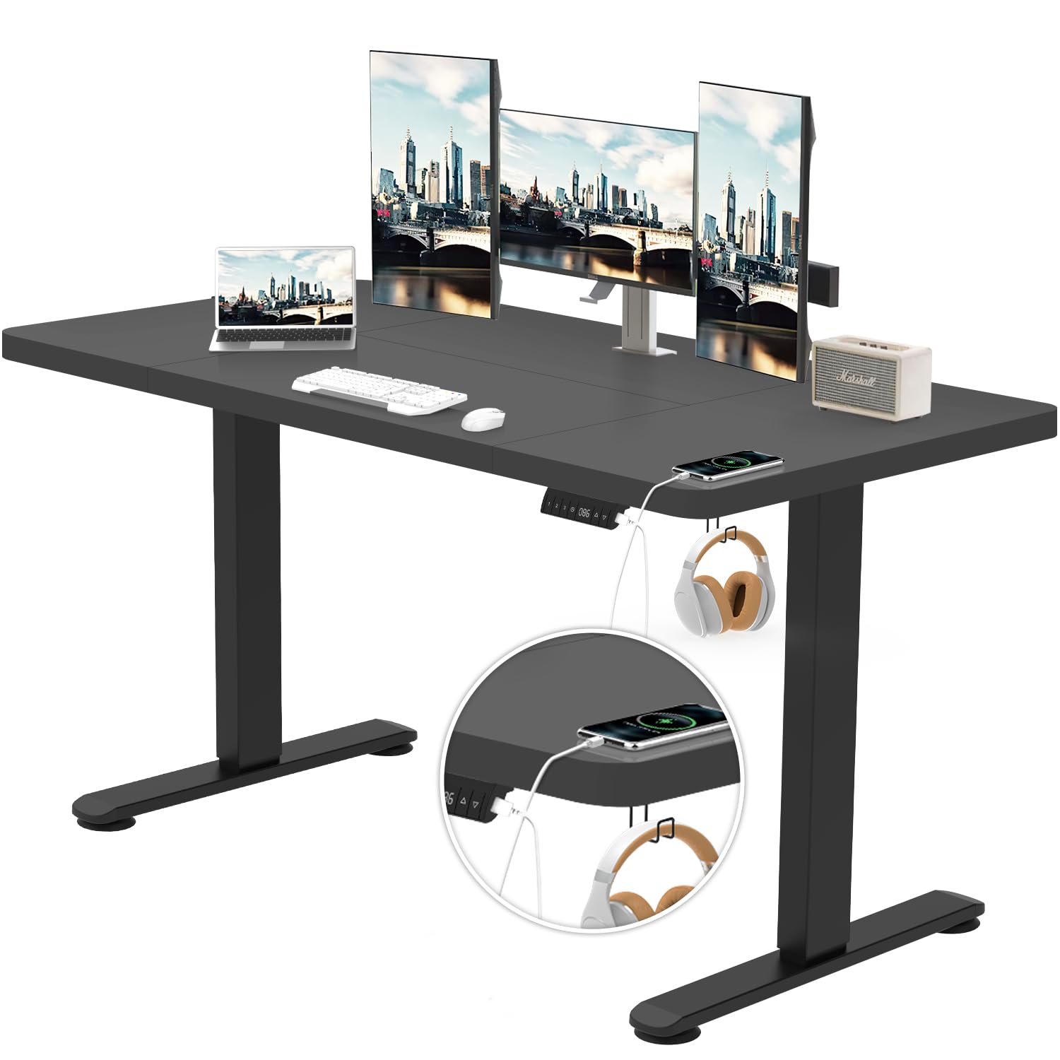 TRIUMPHKEY Bureau réglable en Hauteur Plateau Complet Bureau d'ordinateur Table réglable en