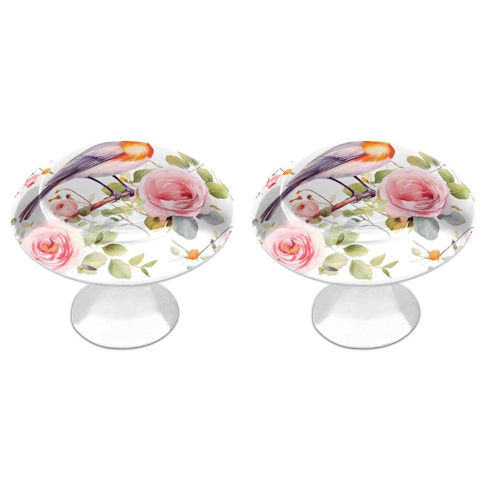 Floral Print Watercolor Robin Bird Cabinet Knobs Pulls 2 Pack Knobs Drawer Pulls Knobs Dresser Knobs Kitchen Cabinet Knobs Bifold Door Knobs Bathroom Cabinet Knobs Knobs for Cabinets And Drawers