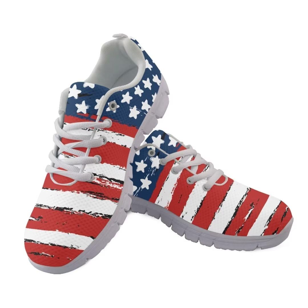 Jeiento American Flag Shoes Men's Fashion Sneaker Sports Running Shoes Causal Travel Walking Flat Shoe Breathable