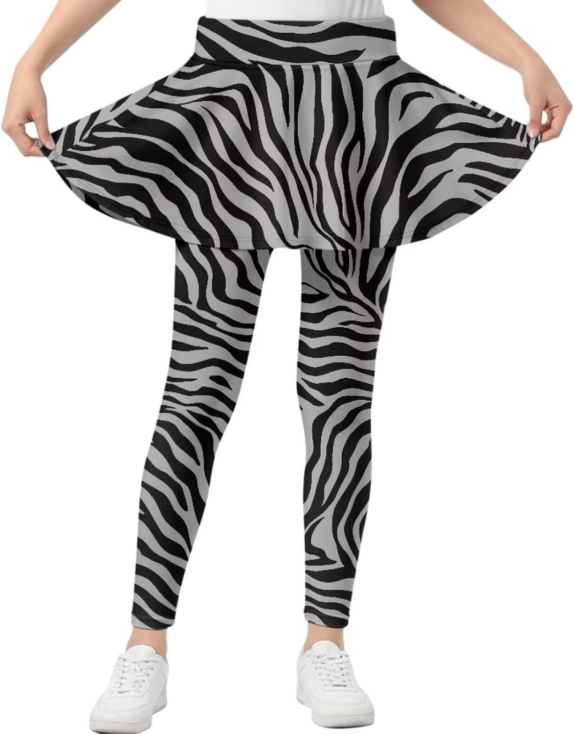 Girls Pants with Skirt High Waisted Girls Athletic Leggings Kids Leggings Lightweight Sports Pants Size 5-14