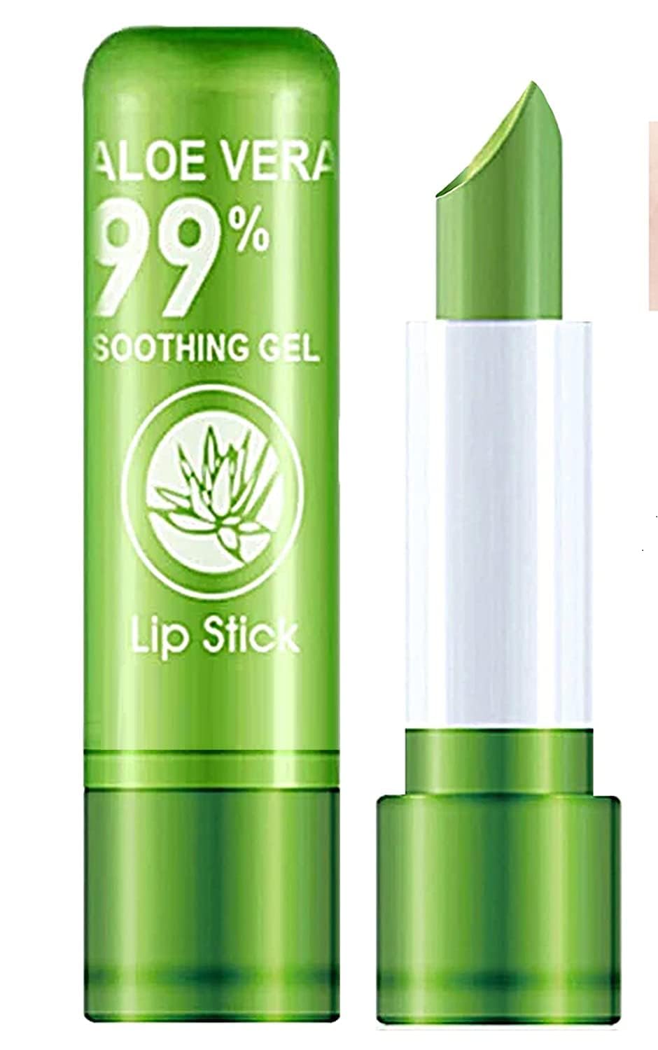 Aloe Vera Natural Changing Color Long-Lasting Nourish Protect Lips Care Lip Balm - (Pack of 1)