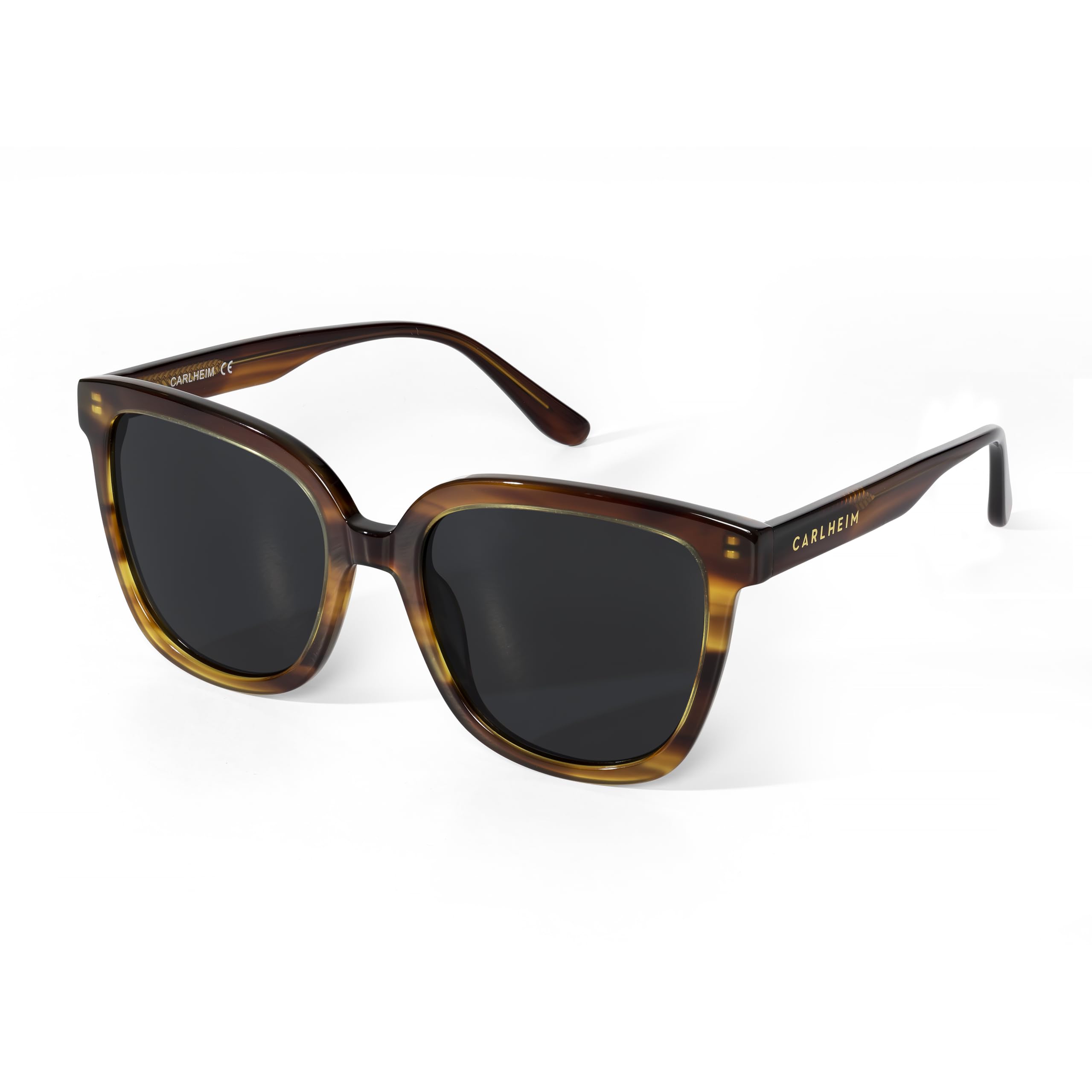 Carlheim Damskie okulary przeciwsłoneczne Mona UV400, polaryzacyjne, brązowe, kwadratowe, czarny, 133mm
